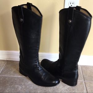 Frye Melissa button black leather boots